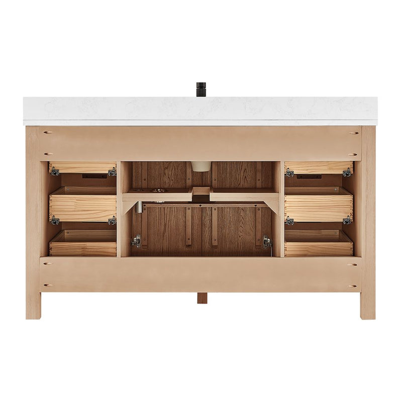 Vinnova 704260-AN-GW Shenzhen 60" Single Sink Bath Vanity in Aged Natural Oak