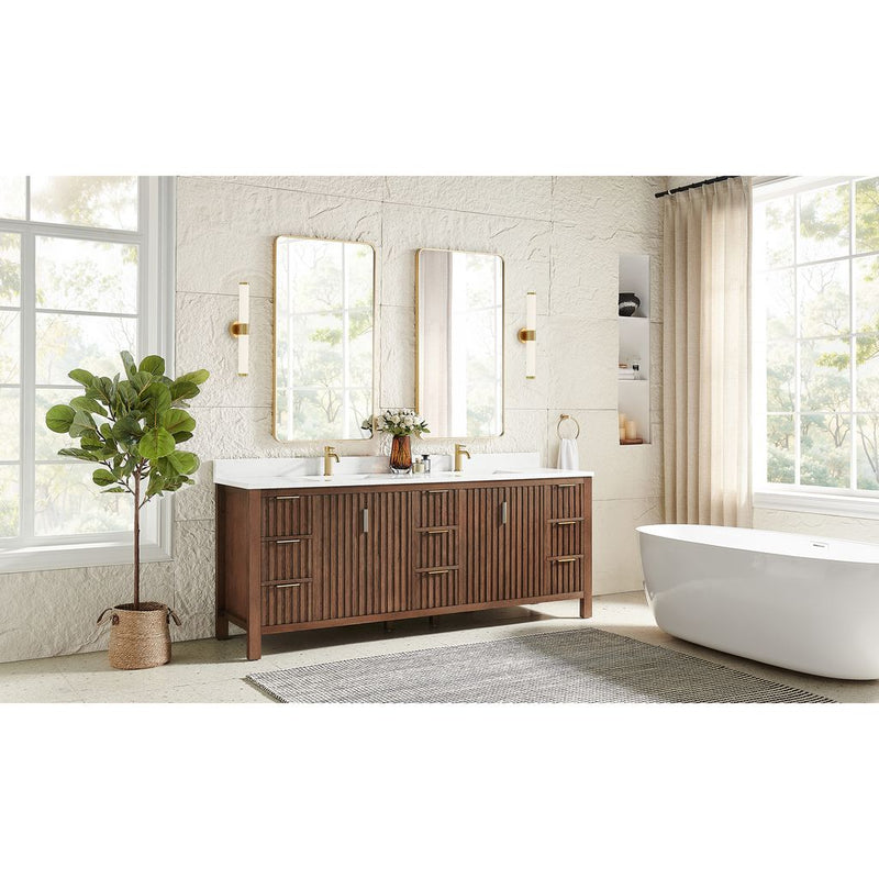 Vinnova 704284-AD-GW Shenzhen 84" Double Sink Bath Vanity in Aged Dark Brown Oak