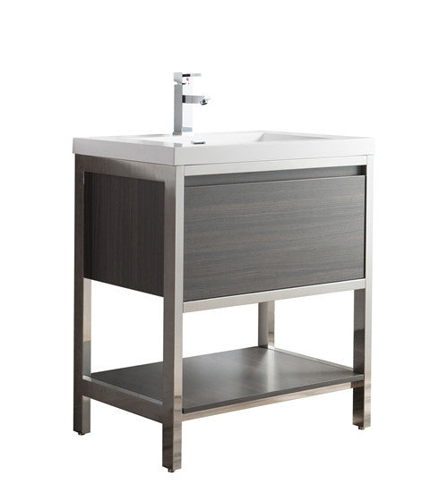Moreno Bath FSLAKE30-CHR Lake 30" Freestanding Modern Vanity with Chrome Stainless Steel Frame