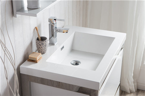 Moreno Bath FSLAKE30-CHR Lake 30" Freestanding Modern Vanity with Chrome Stainless Steel Frame