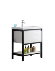 Moreno Bath FSLAKE30-BLK Lake 30" Freestanding Modern Vanity with Matte Black Stainless Steel Frame - view 9