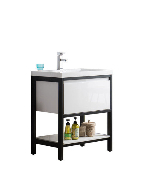 Moreno Bath FSLAKE30-BLK Lake 30" Freestanding Modern Vanity with Matte Black Stainless Steel Frame - view 9