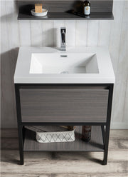 Moreno Bath FSLAKE30-BLK Lake 30" Freestanding Modern Vanity with Matte Black Stainless Steel Frame - view 4