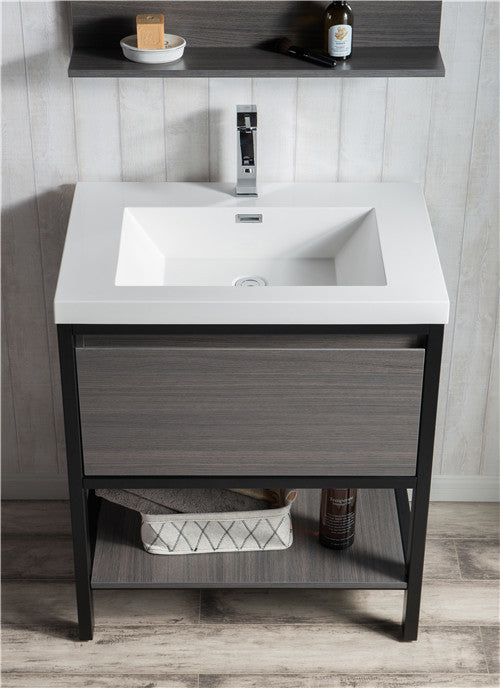 Moreno Bath FSLAKE30-BLK Lake 30" Freestanding Modern Vanity with Matte Black Stainless Steel Frame - view 4