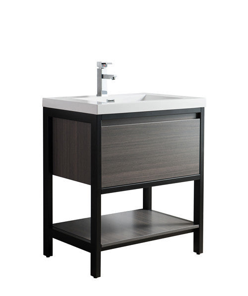 Moreno Bath FSLAKE30-BLK Lake 30" Freestanding Modern Vanity with Matte Black Stainless Steel Frame - view 5