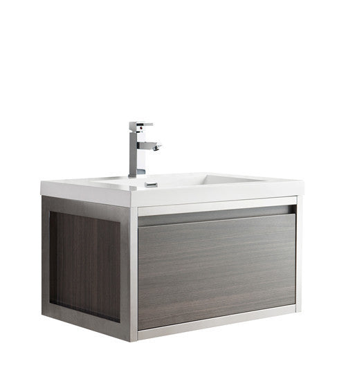 Moreno Bath LAKE30F-CHR Lake 30" Wall Mounted Modern Vanity with Chrome Stainless Steel Frame - view 3