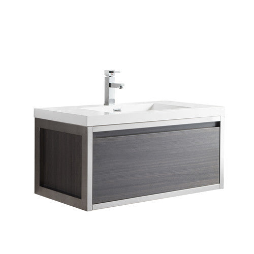 Moreno Bath LAKE36F-CHR Lake 36" Wall Mounted Modern Vanity with Chrome Stainless Steel Frame - view 5