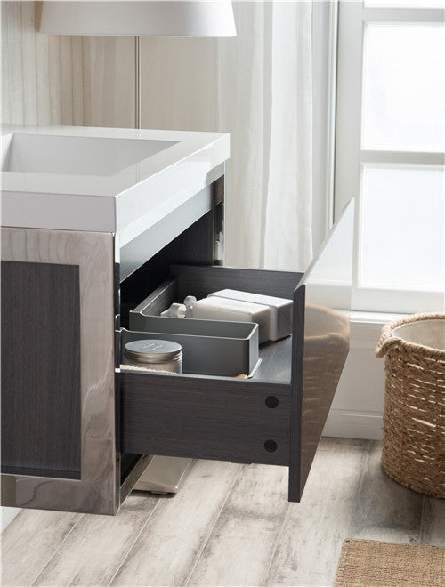 Moreno Bath LAKE36F-CHR Lake 36" Wall Mounted Modern Vanity with Chrome Stainless Steel Frame - view 3