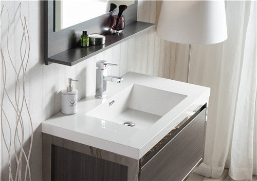Moreno Bath LAKE36F-CHR Lake 36" Wall Mounted Modern Vanity with Chrome Stainless Steel Frame - view 2