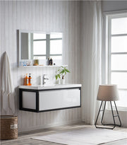 Moreno Bath LAKE48F-BLK Lake 48" Wall Mounted Modern Vanity with Matte Black Stainless Steel Frame - view 6