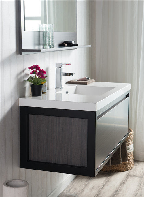 Moreno Bath LAKE48F-BLK Lake 48" Wall Mounted Modern Vanity with Matte Black Stainless Steel Frame - view 3