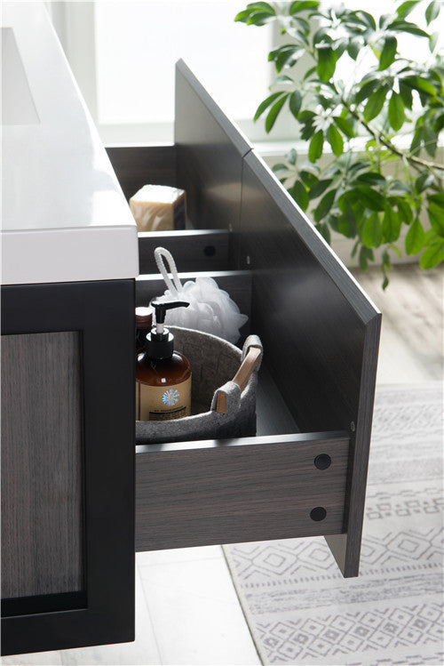 Moreno Bath LAKE48F-BLK Lake 48" Wall Mounted Modern Vanity with Matte Black Stainless Steel Frame - view 4