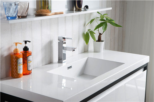 Moreno Bath LAKE48F-BLK Lake 48" Wall Mounted Modern Vanity with Matte Black Stainless Steel Frame - view 9