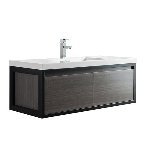 Moreno Bath LAKE48F-BLK Lake 48" Wall Mounted Modern Vanity with Matte Black Stainless Steel Frame - view 5