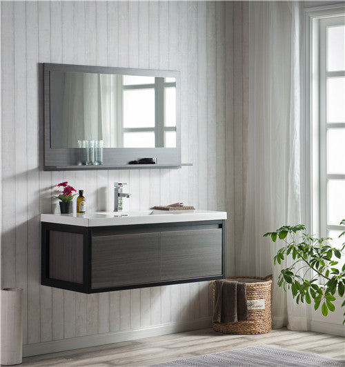 Moreno Bath LAKE48F-BLK Lake 48" Wall Mounted Modern Vanity with Matte Black Frame