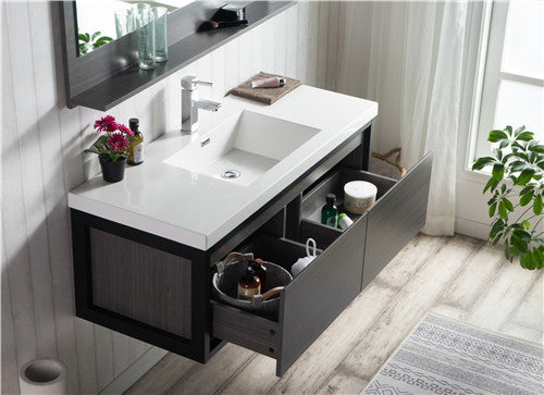 Moreno Bath LAKE48F-BLK Lake 48" Wall Mounted Modern Vanity with Matte Black Stainless Steel Frame - view 2