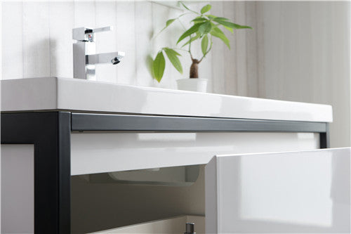 Moreno Bath LAKE48F-BLK Lake 48" Wall Mounted Modern Vanity with Matte Black Stainless Steel Frame - view 8