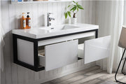 Moreno Bath LAKE48F-BLK Lake 48" Wall Mounted Modern Vanity with Matte Black Stainless Steel Frame - view 7
