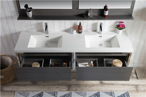 Moreno Bath LAKE72F-CHR Lake 72" Wall Mounted Modern Vanity with Chrome Stainless Steel Frame - view 4