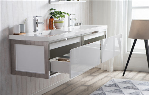 Moreno Bath LAKE72F-CHR Lake 72" Wall Mounted Modern Vanity with Chrome Stainless Steel Frame - view 8