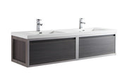 Moreno Bath LAKE72F-CHR Lake 72" Wall Mounted Modern Vanity with Chrome Stainless Steel Frame - view 5