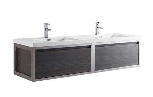 Moreno Bath LAKE72F-CHR Lake 72" Wall Mounted Modern Vanity with Chrome Stainless Steel Frame - view 5