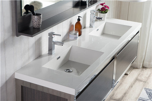 Moreno Bath LAKE72F-CHR Lake 72" Wall Mounted Modern Vanity with Chrome Stainless Steel Frame - view 2