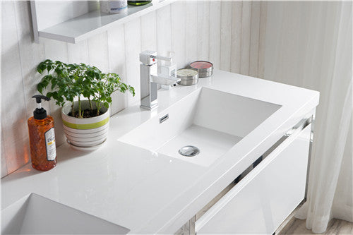 Moreno Bath LAKE72F-CHR Lake 72" Wall Mounted Modern Vanity with Chrome Stainless Steel Frame - view 10