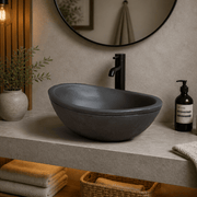 Large Danilo Cast Concrete Oval Vessel Sink - Dusk Grey