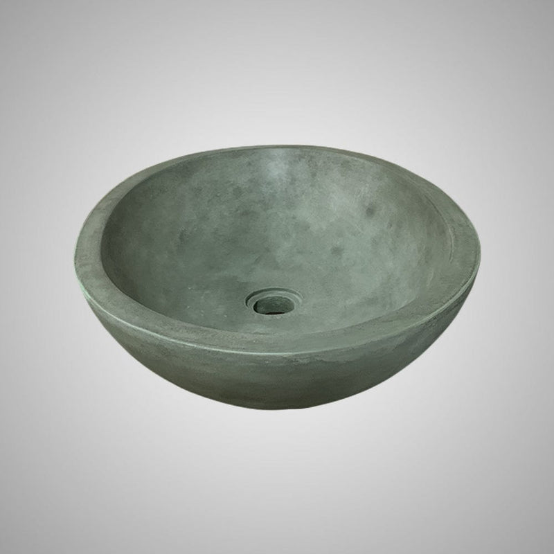 Large Lisman Oval Cast Concrete Vessel Sink - Copper Green