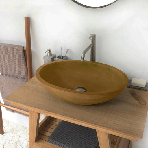 Large Lisman Oval Cast Concrete Vessel Sink - Vintage Brown