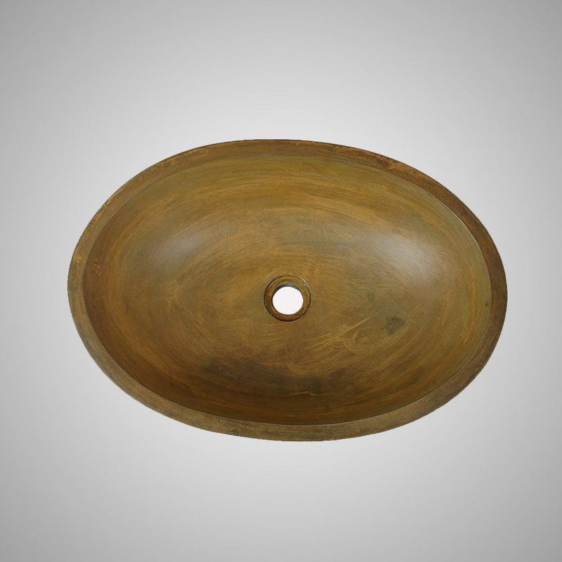 Large Lisman Oval Cast Concrete Vessel Sink - Vintage Brown