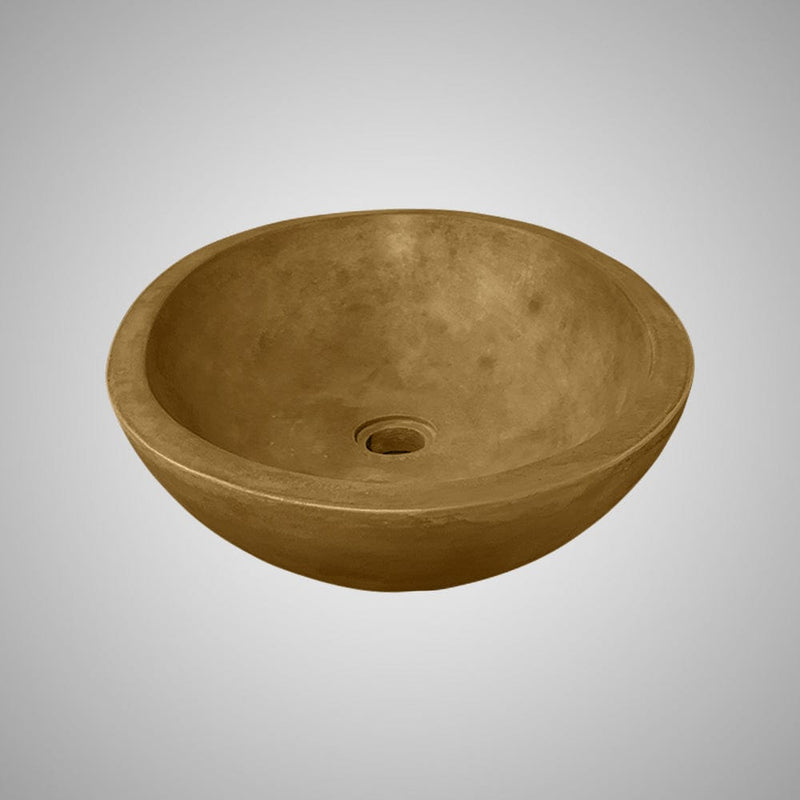 Large Lisman Oval Cast Concrete Vessel Sink - Vintage Brown