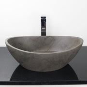 Leduc Oval Cast Concrete Vessel Sink - Dark Grey