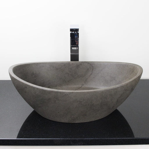 Leduc Oval Cast Concrete Vessel Sink - Dark Grey