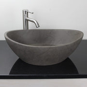 Leduc Oval Cast Concrete Vessel Sink - Dark Grey