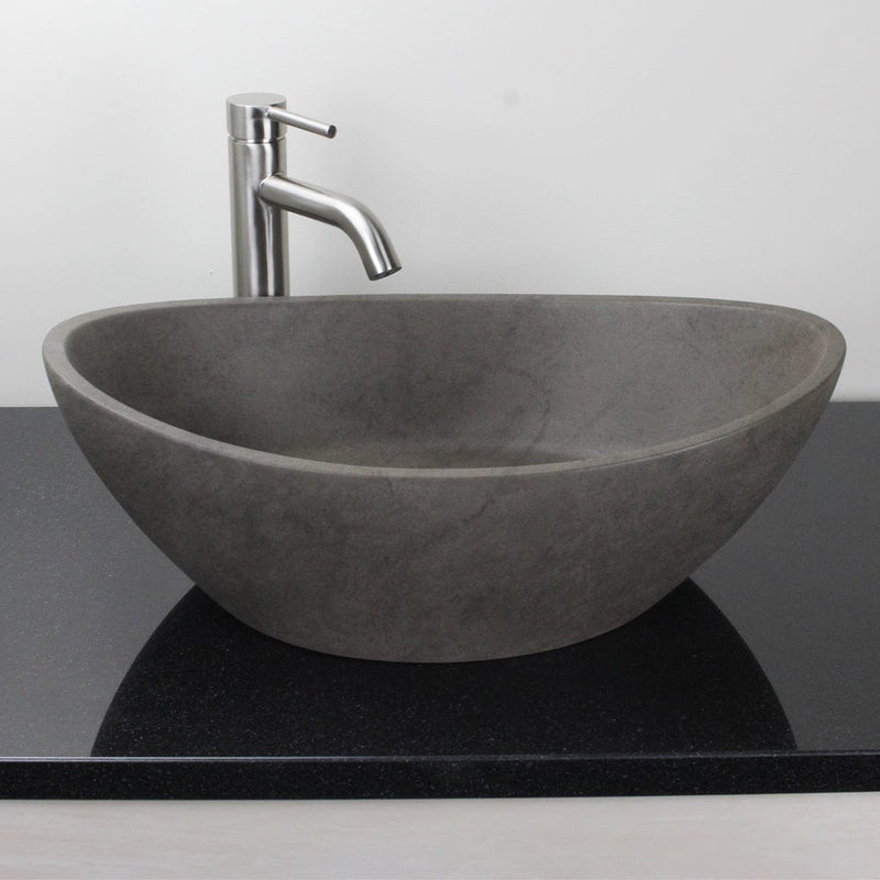 Leduc Oval Cast Concrete Vessel Sink - Dark Grey