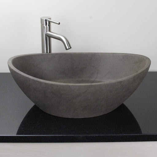 Leduc Oval Cast Concrete Vessel Sink - Dark Grey