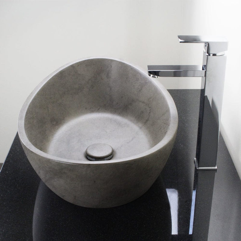Leduc Oval Cast Concrete Vessel Sink - Dark Grey