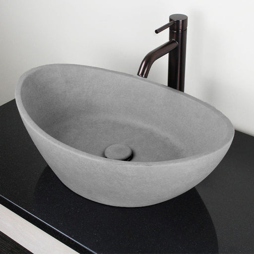 Leduc Oval Cast Concrete Vessel Sink - Light Grey