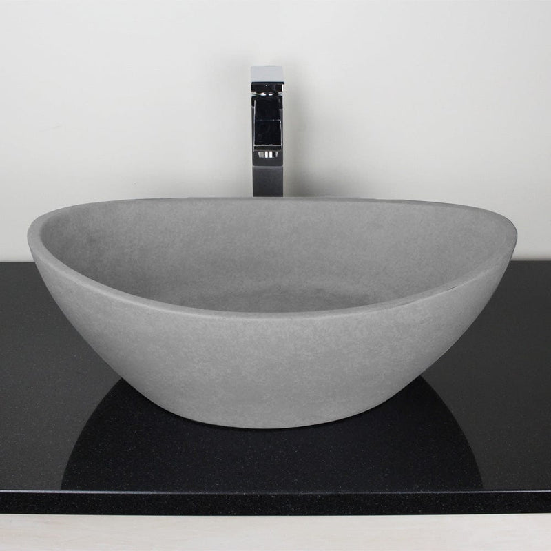 Leduc Oval Cast Concrete Vessel Sink - Light Grey