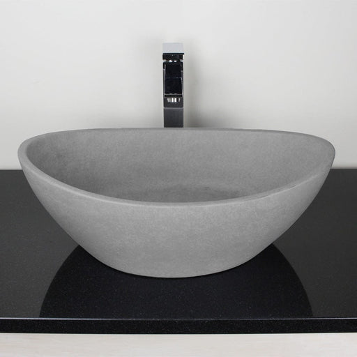 Leduc Oval Cast Concrete Vessel Sink - Light Grey