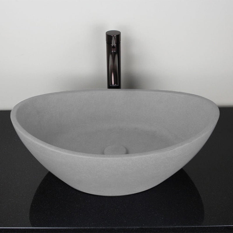 Leduc Oval Cast Concrete Vessel Sink - Light Grey
