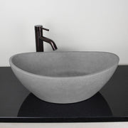 Leduc Oval Cast Concrete Vessel Sink - Light Grey