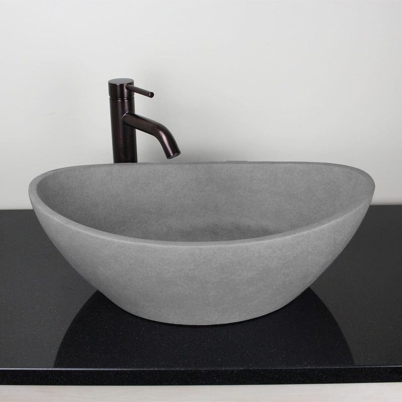 Leduc Oval Cast Concrete Vessel Sink - Light Grey