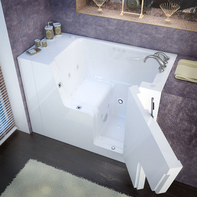 Meditub A2953WCARWD Wheel Chair Accessible 29 x 52 Right Drain White Whirlpool & Air Jetted Wheelchair Accessible Bathtub