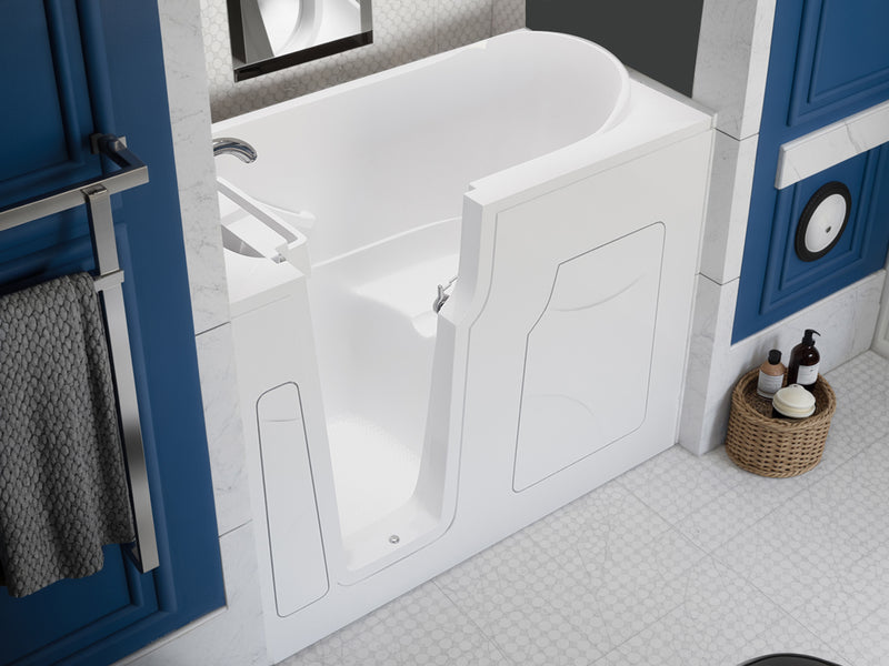 Meditub 2853LWS Celeste Series 53 - 60 in x 28 in. Left Drain Soaking Walk-in Tub in White