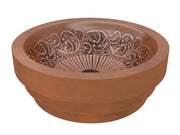 Anzzi Admiral 17 in. Handmade Vessel Sink in Polished Antique Copper with Floral Design Interior