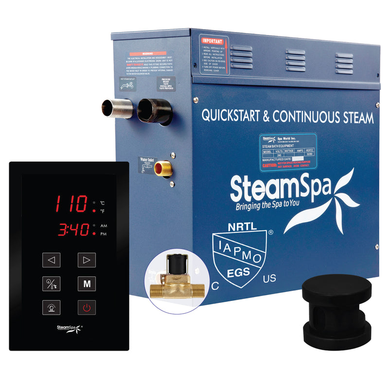 SteamSpa Oasis Series Generator Round Auto Drain - Matte Black