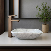 Lucin Smooth Polished Carrara Marble Vessel Sink